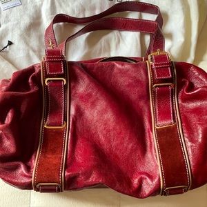 Marc Jacobs calf leather satchel burgundy